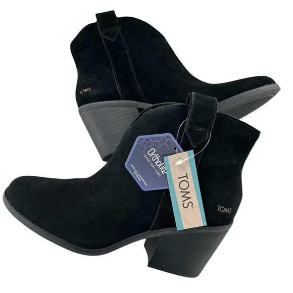 TOMS Constance Black Suede Pull On Style Ankle Boots NEW 8 - Picture 7 of 12